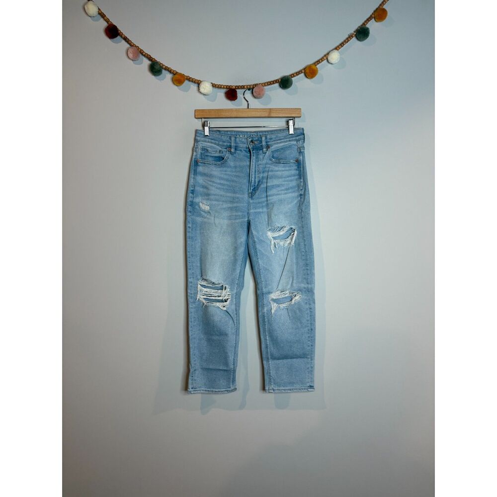 American Eagle Mom Straight distressed jeans
